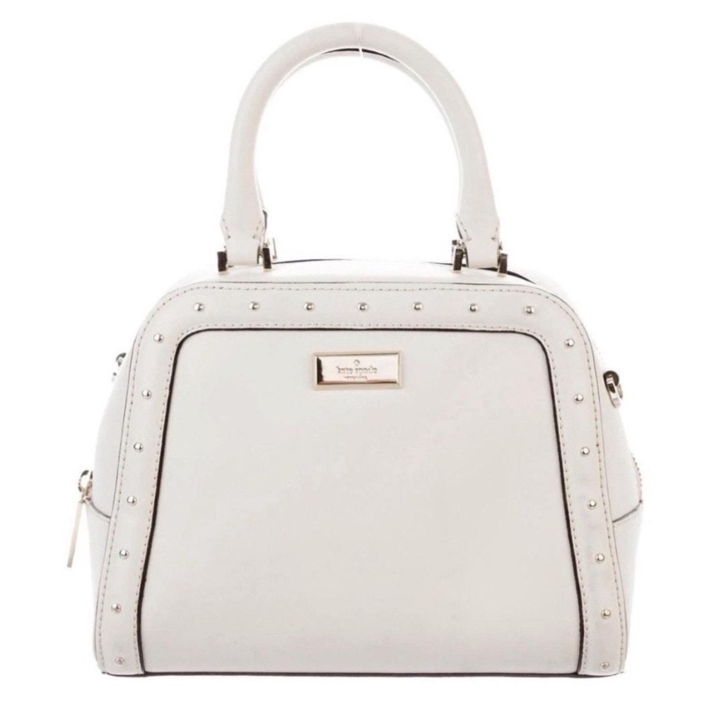 Kate Spade New York Helena Studded Leather Satchel Crossbody Bag Cream Color